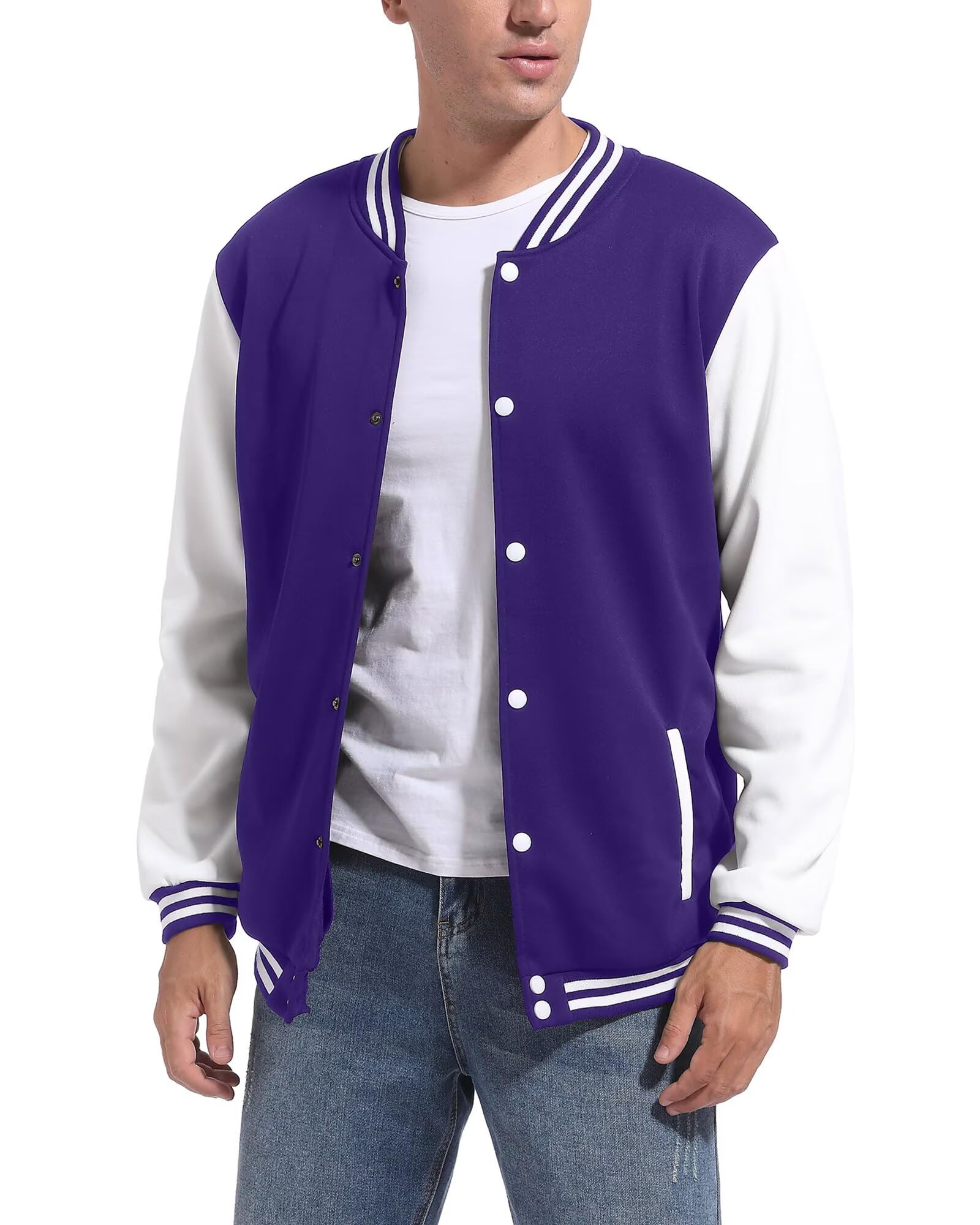 DHSPKN Men's Varsity Baseball Jackets Causal Slim Fit Varsity Letterman Jacket Boys Bomber Jackets