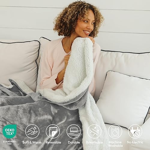 Miniatura 9 de NANPIPER Manta de franela reversible, manta de sherpa, súper suave, mullida, de microfibra de felpa, para regalo