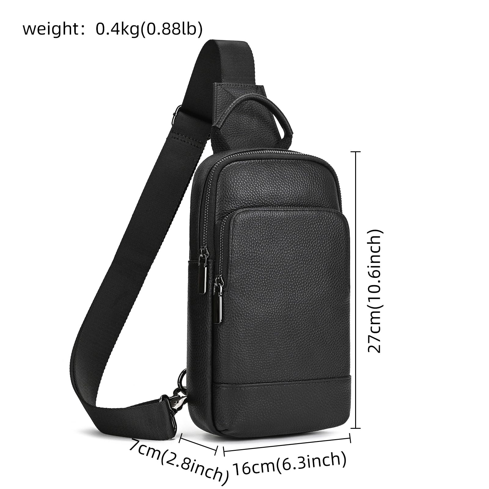 Leder Brust Tasche Männer Leder Umhängetasche Business Freizeit Crossbody Tasche Reise Arbeit kleine Handtasche, 9339 Schwarz