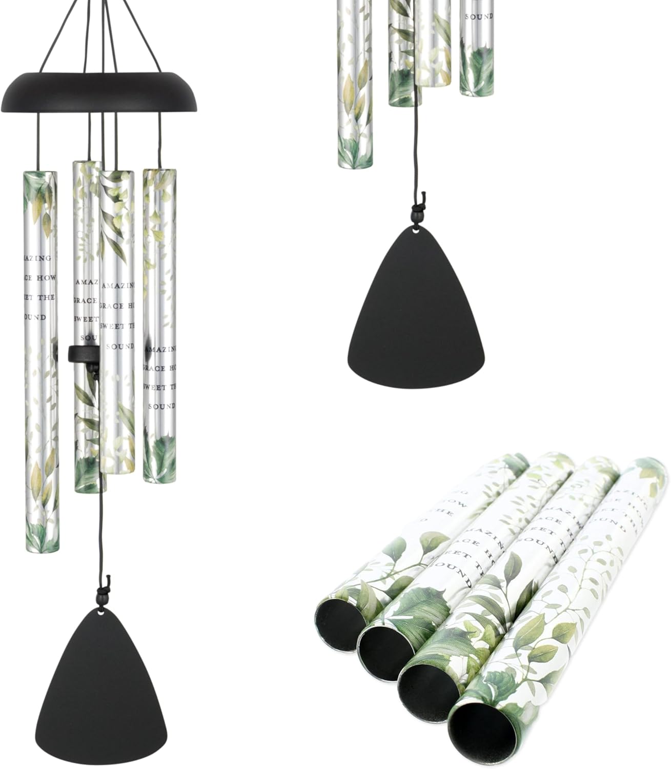 Carson 21" Memorial Windchime 'Amazing Grace How Sweet The Sound' Hymn - Wind Chime Funeral Gift for Loss of Loved One - Indoor Outdoor Decor - Garden Patio Porch Windchimes Wind Spinner