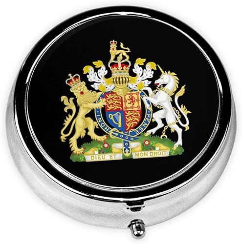 Reino Unido Escudo Real de Inglaterra Reino Unido Pastillero Redondo Agilizar Rutina Diaria de Medicación