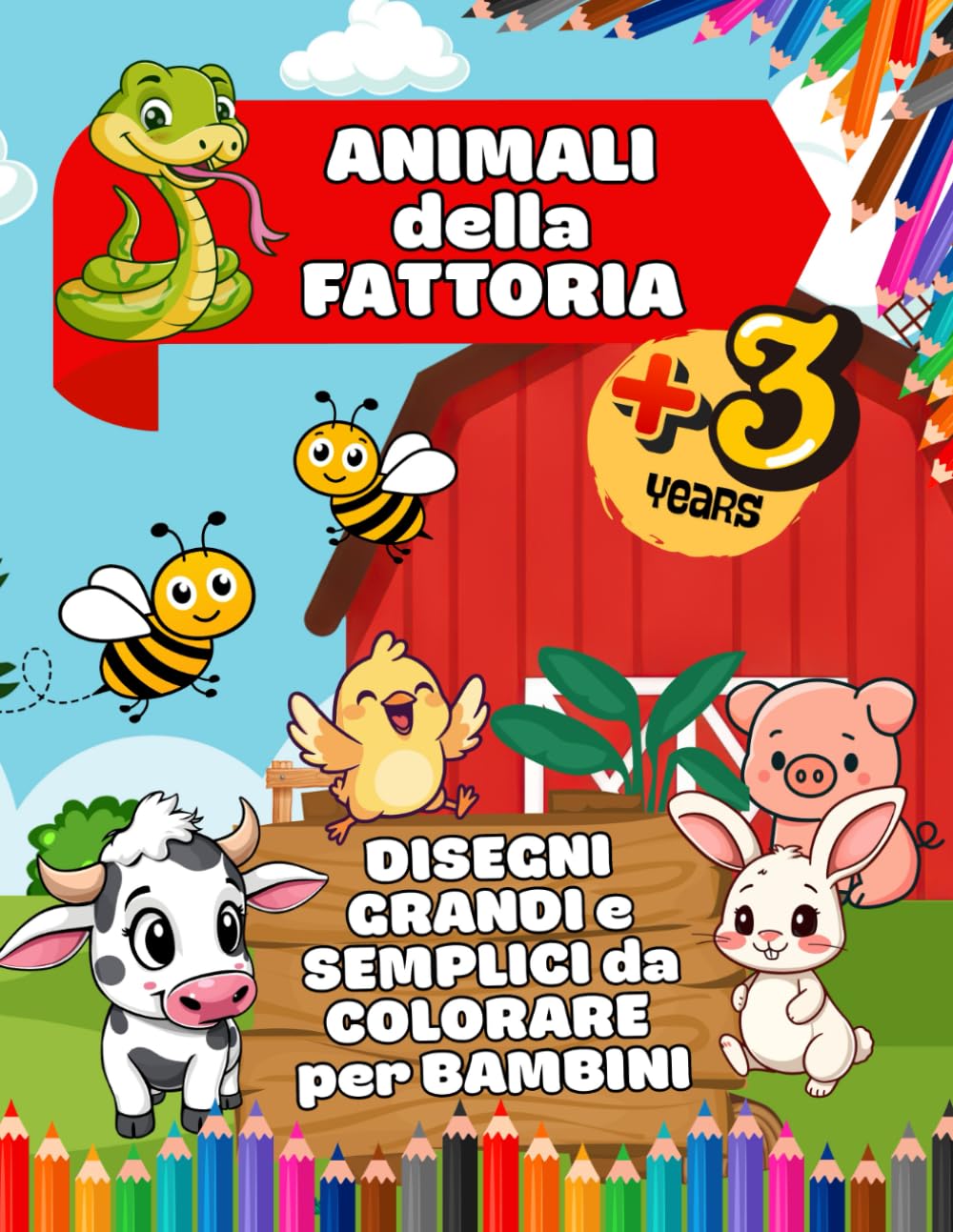 Animali della Fattoria: DISEGNI GRANDI E SEMPLICI DA COLORARE PER BAMBINI