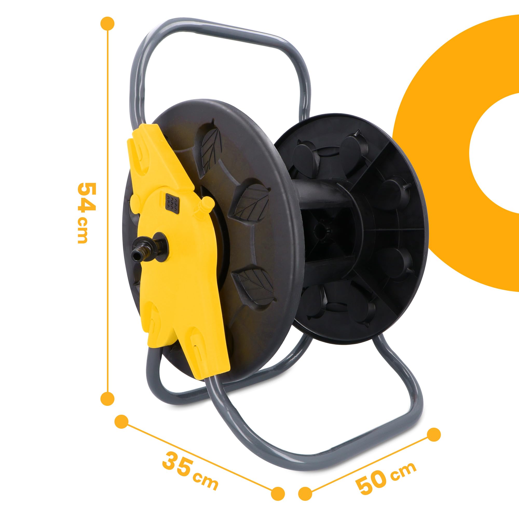 Carrete Carro Portamanguera Enrollador 60 m 1/2" Soporte Para Jardín Tambor Para Manguera Sistema Anti-Enredos Guía Estable Para Uso Exterior Riego No Enredado