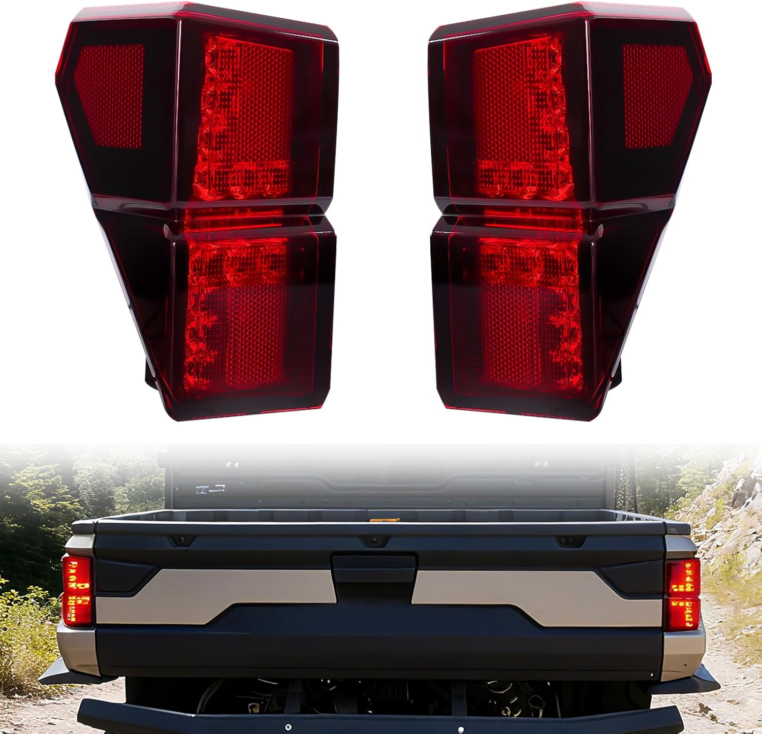 XP 1000 LED Tail Lights for Polaris Ranger 1000 / XP/Crew 2018-2025, Red Rear Brake Stop Lamps for Ranger Tail Light Accessories, OEM Replacement #2413766, 2PCS