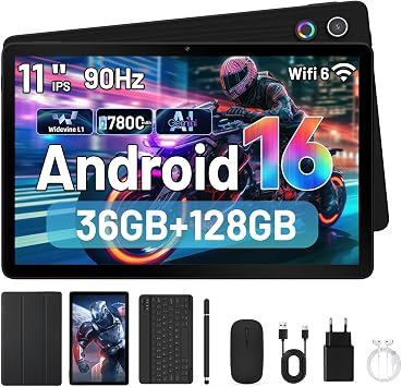 Gleeso Tablet 11 Inch Android 16 Tablet, Gemini AI Tablet with Keyboard 36GB RAM 2TB Expand, Android Tablets with Octa-Core, 7800mAh, 2 in 1 Tablets Portable Laptop for Students & Business