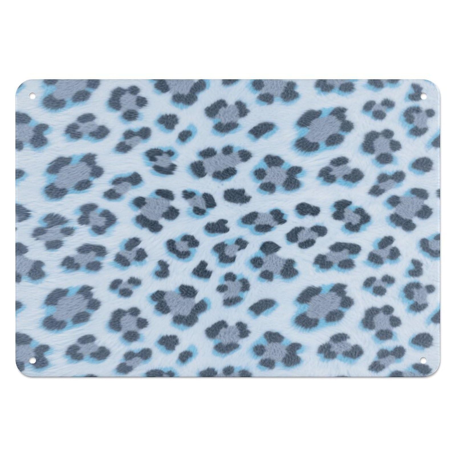 Fekiloot Style Ice Snow Leopard Print Wall Decor Iron Painting Metal Sign