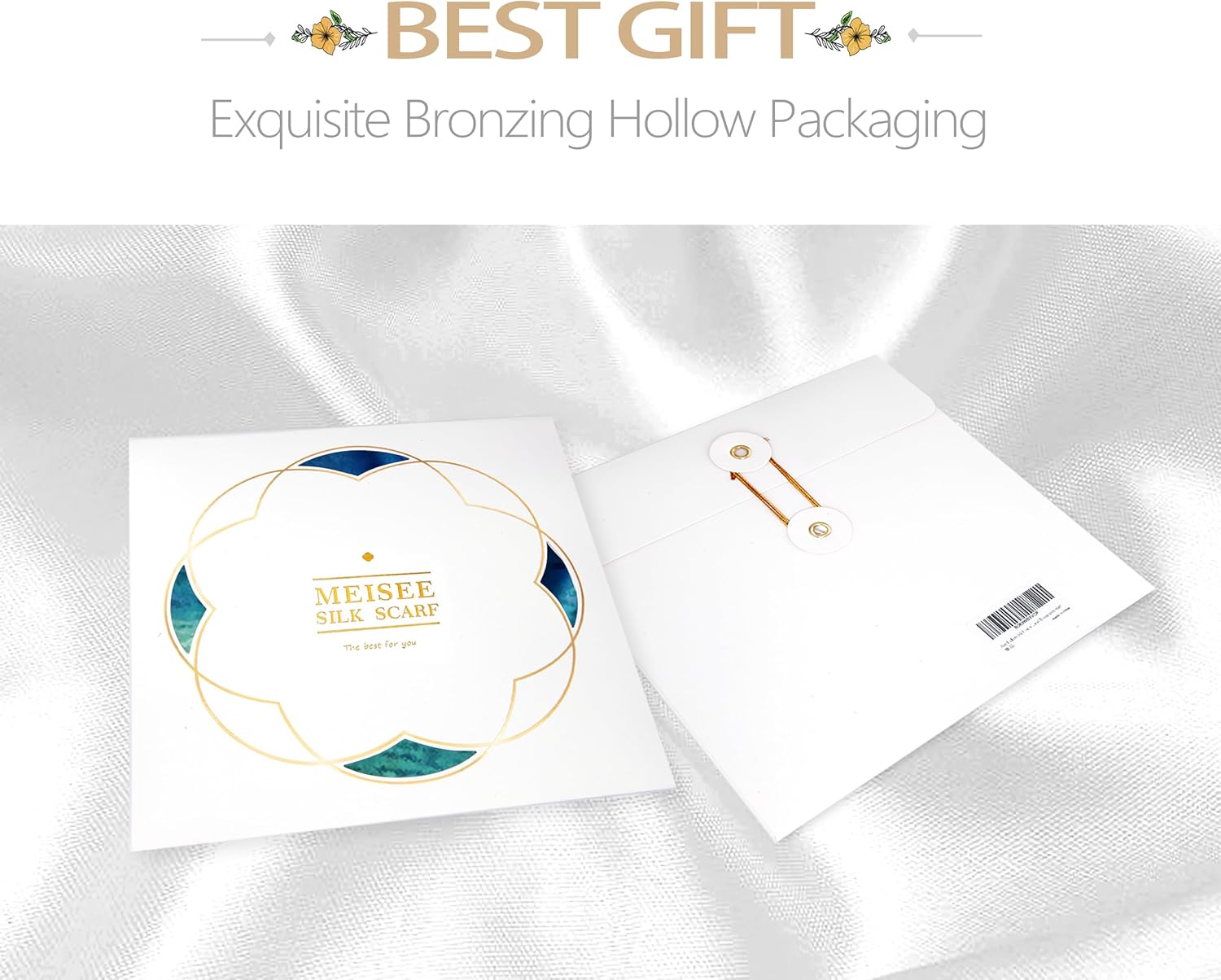 MEISEE 100% Pure Mulberry Silk Scarf 21" Square Scarf Neckerchief Headscarf Breathable Lightweight for Women Gift Packed - Image 7