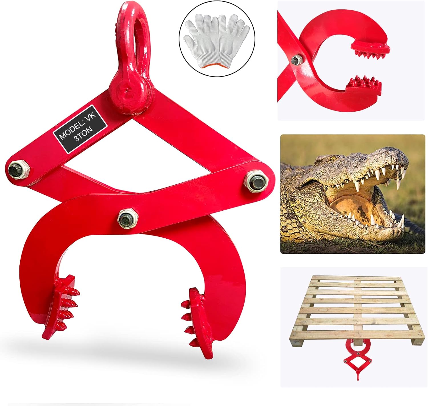 Pallet Puller Clamp 6614 Lbs Capacity Heavy Duty Steel Single Scissor for Pulling Pallets, Woods and Other Things Easily, 8 Inches Bigger Jaw Opening Pallet Grabber