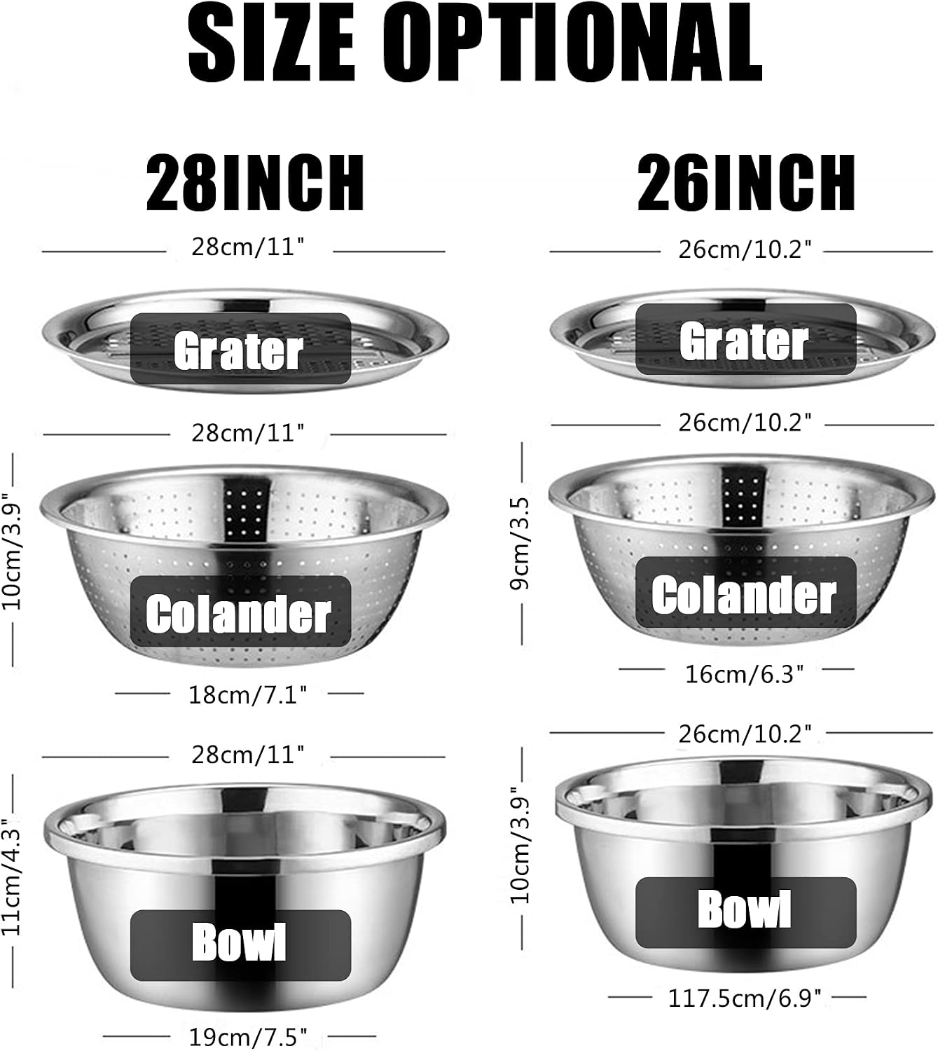 Multifunctional Stainless Steel Basin,Multi Stainless Steel Basin with Grater Vegetable Cutter Slicer Grater Strainer Drain Basket Salad Maker Bowl Colanders for Salad Maker image 3