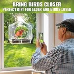 Jaykyfine Window Bird Feeder with Strong Suction Cups for Outside - Clear Window Bird Feeders Outdoor Suction, Bird Feeder Window Mounted, Detachable Seed Tray, Easy to Clean and Refill