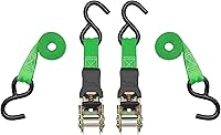 SmartStraps 6ft Green Padded Ratchet Straps 2-Pack - 1,500 lb Break Strength Secure Tie Downs