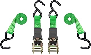 SmartStraps 6ft Green Padded Ratchet Straps 2-Pack - 1,500 lb Break Strength Secure Tie Downs