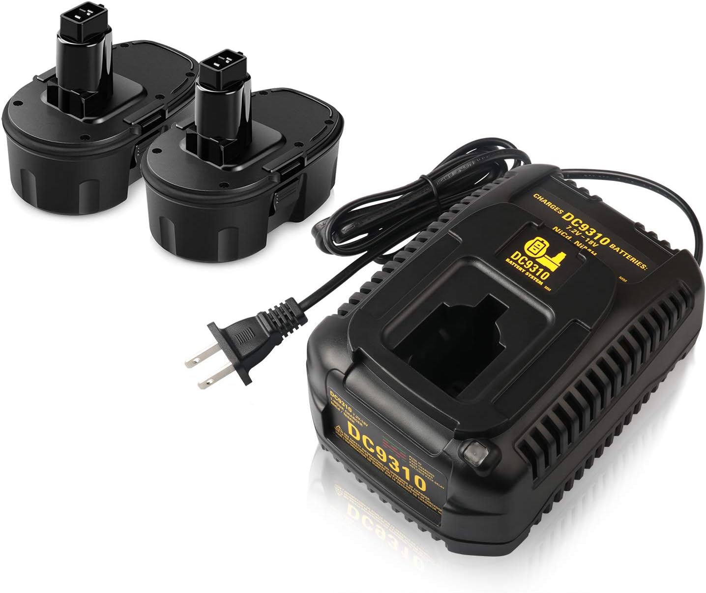 18V DC9310 Charger with 2Pack DC9096 Battery Kit for 18V Ni-CD & Ni-MH Cordless Drill XRP Power Tool DC9096 DC9098 DC9099 DC9091 DC9071 DE9057 DW9096 DW9094 DW9072, XRP 18-Volt Battery Combo