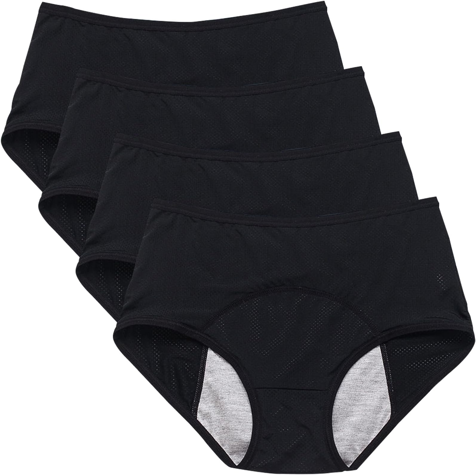 Dress CiciPlus Size Period Panties, Mesh Breathable Menstrual Underwear Women Leak Proof Panties 4PACK