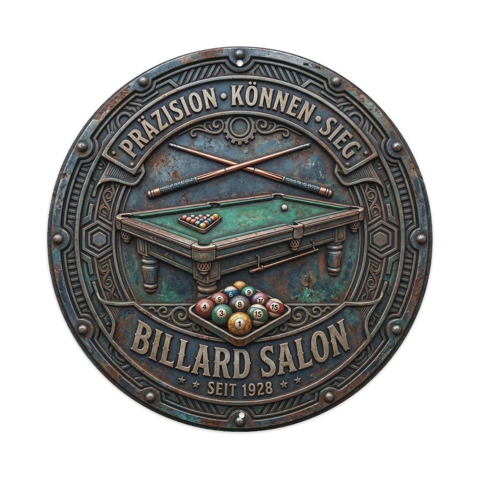 Cwbufd Vintage Style Präzision Können Sieg Billard Salon Vintage Metal Tin Sign Plaque Wall Decor For Cafe, Club Bar, Office, Garden Metal Poster 8X8inch