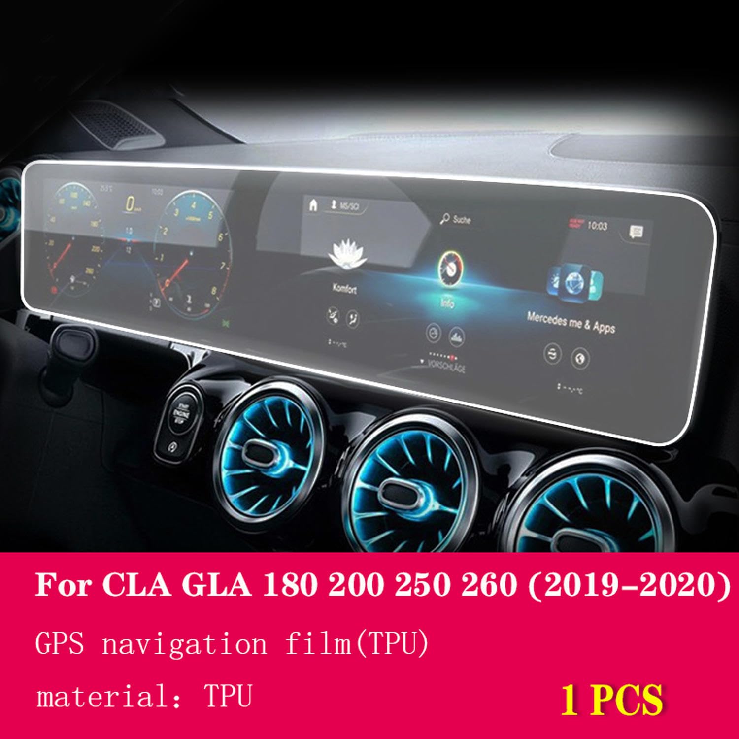 Pellicola Protettiva TPU Per Console Centrale Mercedes GLA H247 2020-2022 - Trasparente, Antigraffio