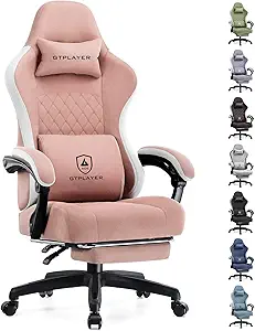 GTPLAYER Gaming Chair, Computer Office Chair with Pocket Spring Cushion, Linkage Armrests and Footrest, High Back Ergonomic Computer Chair with Lumbar Support Task Chair with Footrest