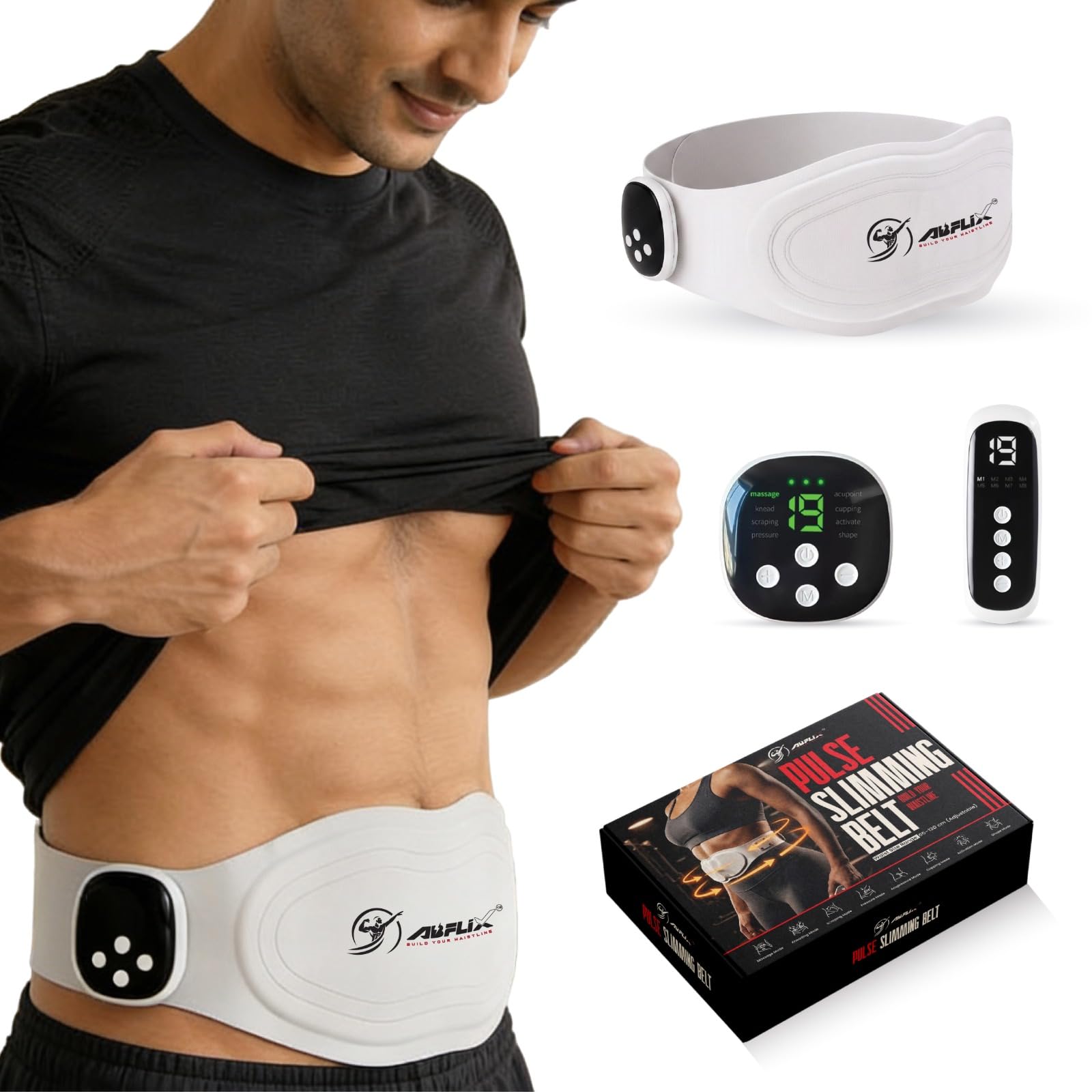 Smart EMS Heating Waist Massager Belt for Men & Women Wireless Abdominal EMS Belt with Heat Therapy | 8 Massage Modes | 19 Intensity Levels | Rechargeable Type-C Design | Adjustable Velcro Fit.-image-27