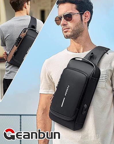 Miniatura 8 de Sling Bag for Men Anti-Theft USB Crossbody Backpack Waterproof Chest Daypack