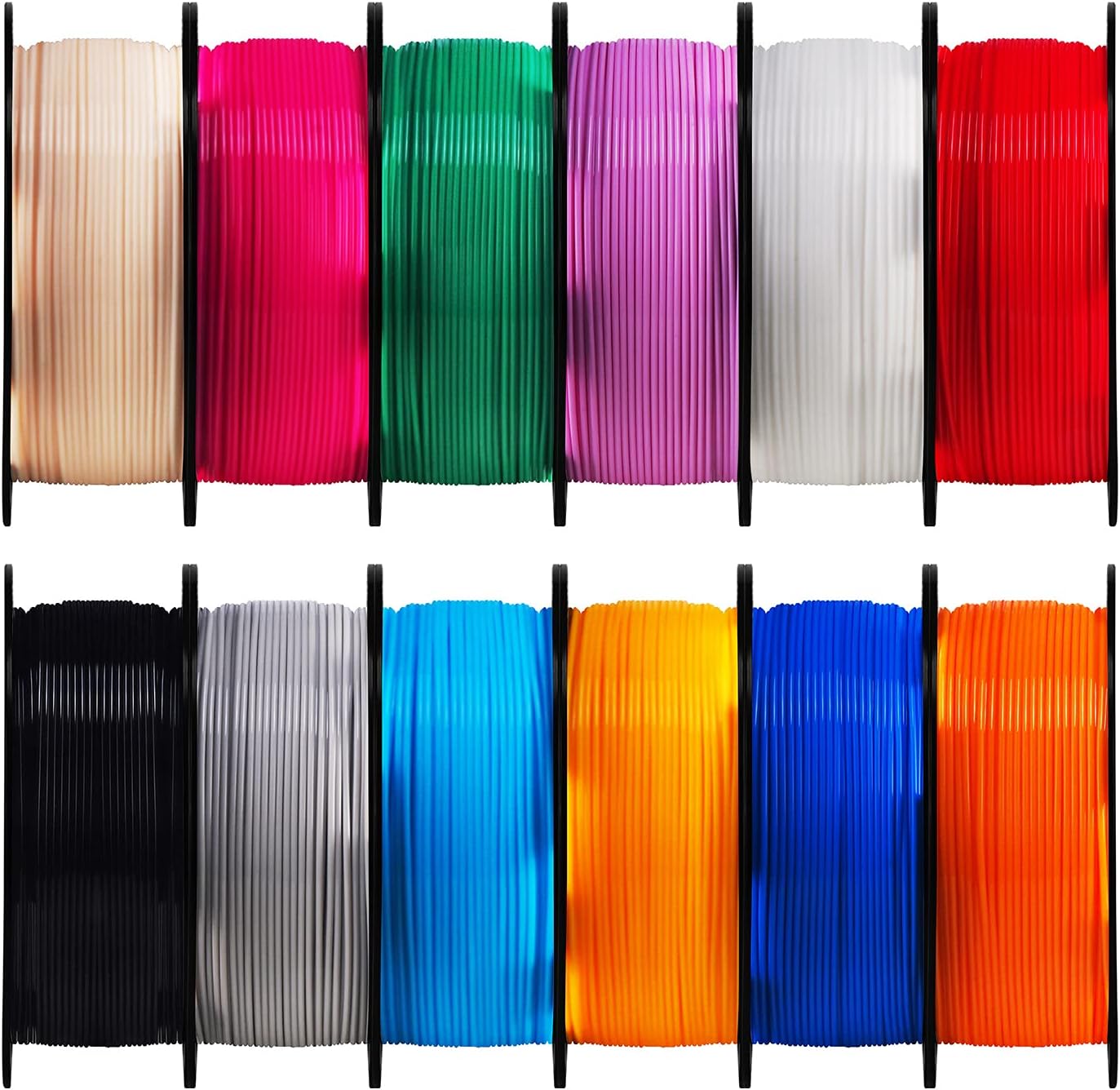 Mika3D 1.75mm Popular Normal PLA Filament 12 in 1 Bundle, 0.5kg Per Spool, 12 Spools Packed, Total 6kg 3D Printer Material, Together with One Bottle Extra Sticker for 3D Printing
