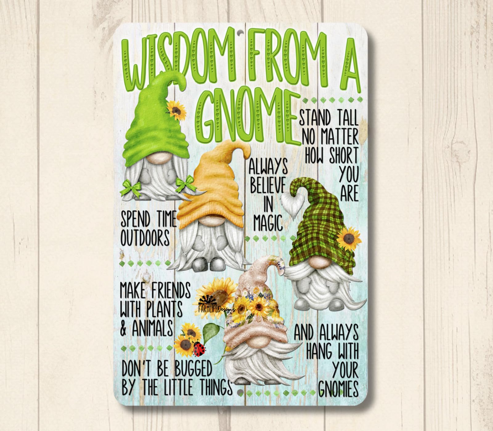 Gnome Advice Sign Wisdom from Sayings Motivational Decor metal tin wall art gift home decor
