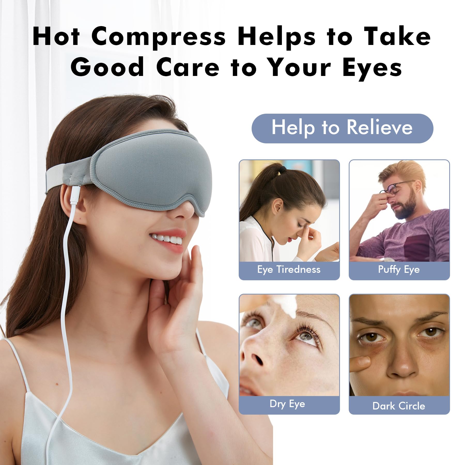 Warm Kompres Oogmasker, Vochtige Warmte Oogkompres Verlichting Oogvermoeidheid Heet Slaapmasker for Stye Blefaritis Chalazion Oogvermoeidheid of MGD (Color : Purple