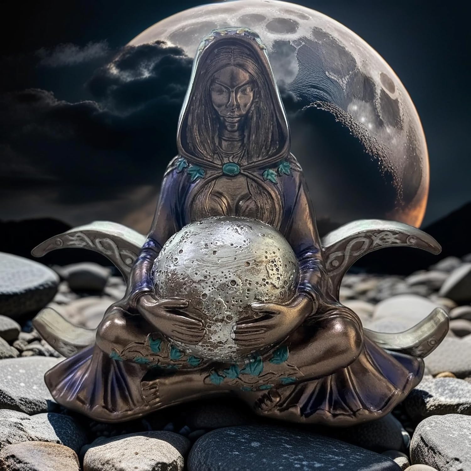 Statua della Dea Madre Terra, scultura Gaia per altare, figurina in resina della dea della luna, decorazione rispettosa dell'ambiente, regalo di meditazione per gli appassionati