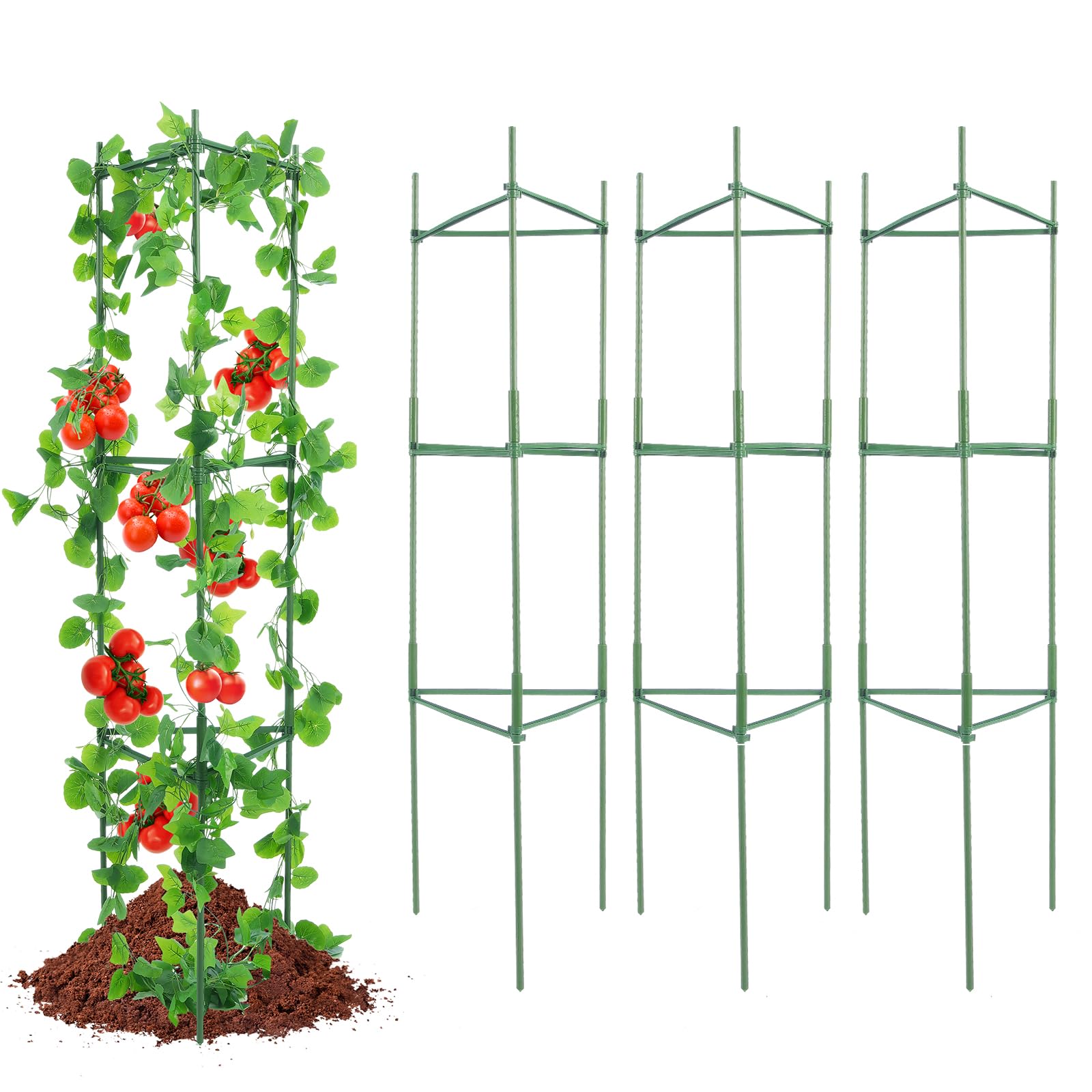 VEVOR Gabbie per Pomodori da Giardino 6 Pacchetti, Supporto per Pomodori 121,92cm, Gabbia Sostegno per Piante Alte Impilabile, per Aiuole Rialzate, Verdure, Fiori Piante Rampicanti da Giardino Orto