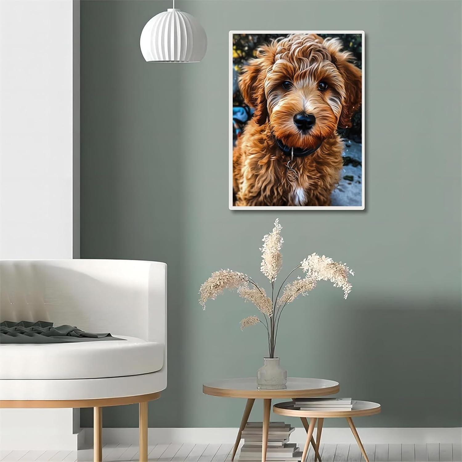 QAZWSX Golden Doodle Diamond Art Painting, Puppy Dog Animal Kit for Adults, Diamond Art Painting by Number Kits Gem Art Wall Home Decor 12x16 inch