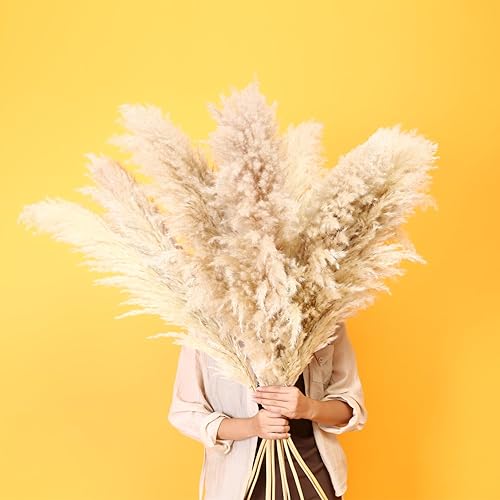 10 tallos naturales de 46 pulgadas para decoración de hierba de las pampas, hierba de pampa alta para bodas, granja, decoración bohemia para el