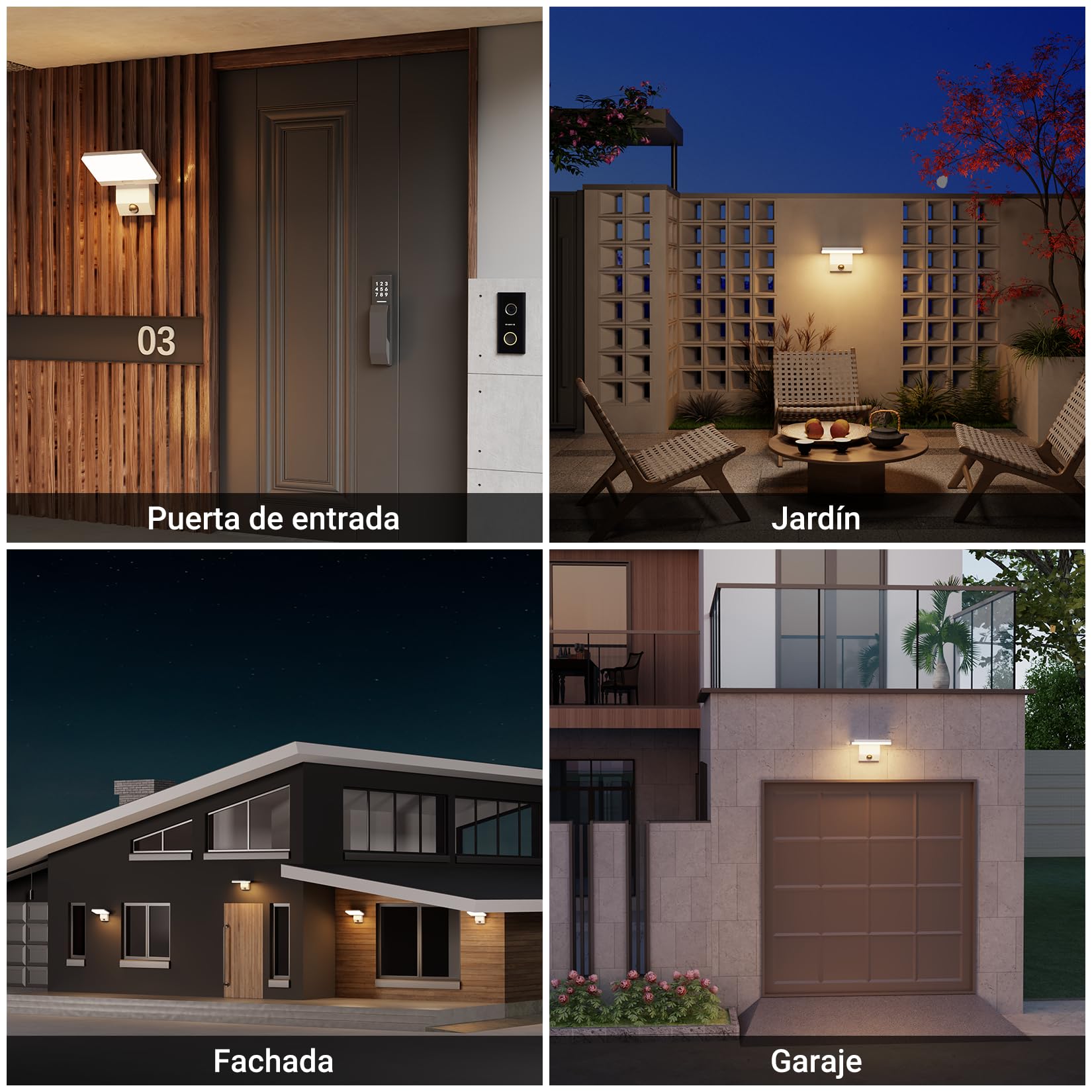 K-Bright 24W aplique LED con sensor 3000K Blanco cálido, iluminación exterior regulable IP65, apto para Haustür, Außenwände, Garage, Garten aplique con detector de movimiento, Blanco