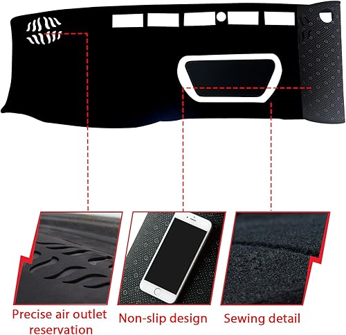 Miniatura 2 de Tapete antideslizante para tablero de instrumentos compatible con Nissan Frontier 2022 2023 2024 Protector solar (borde negro)