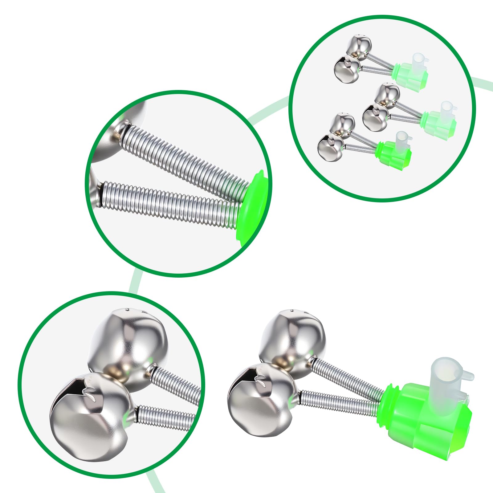 10 campanas de pesca con clip en espiral para alarmas de caña de pescar, alarmas de mordida, alarmas de alarma, pinzas en espiral, campanas de pescado, para pesca marina, pesca nocturna, pesca marina