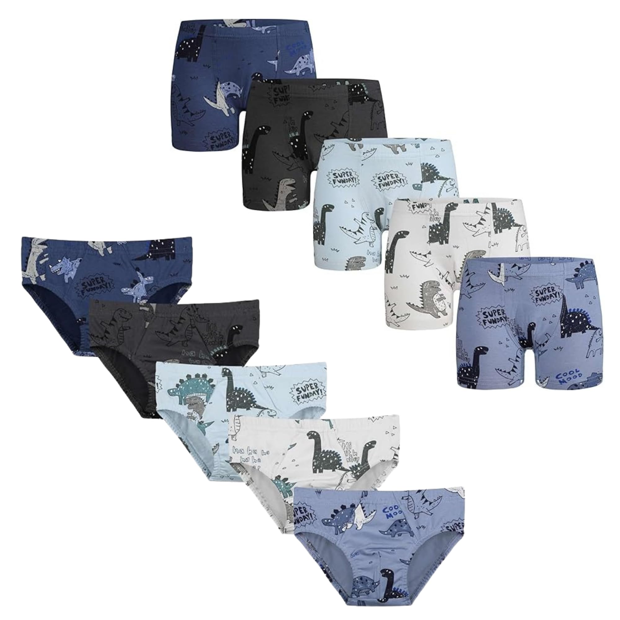 Donella Boys Underwear Set - Soft Stretch Trunks and Soft Stretch Briefs for Boys - 10 Pack Age