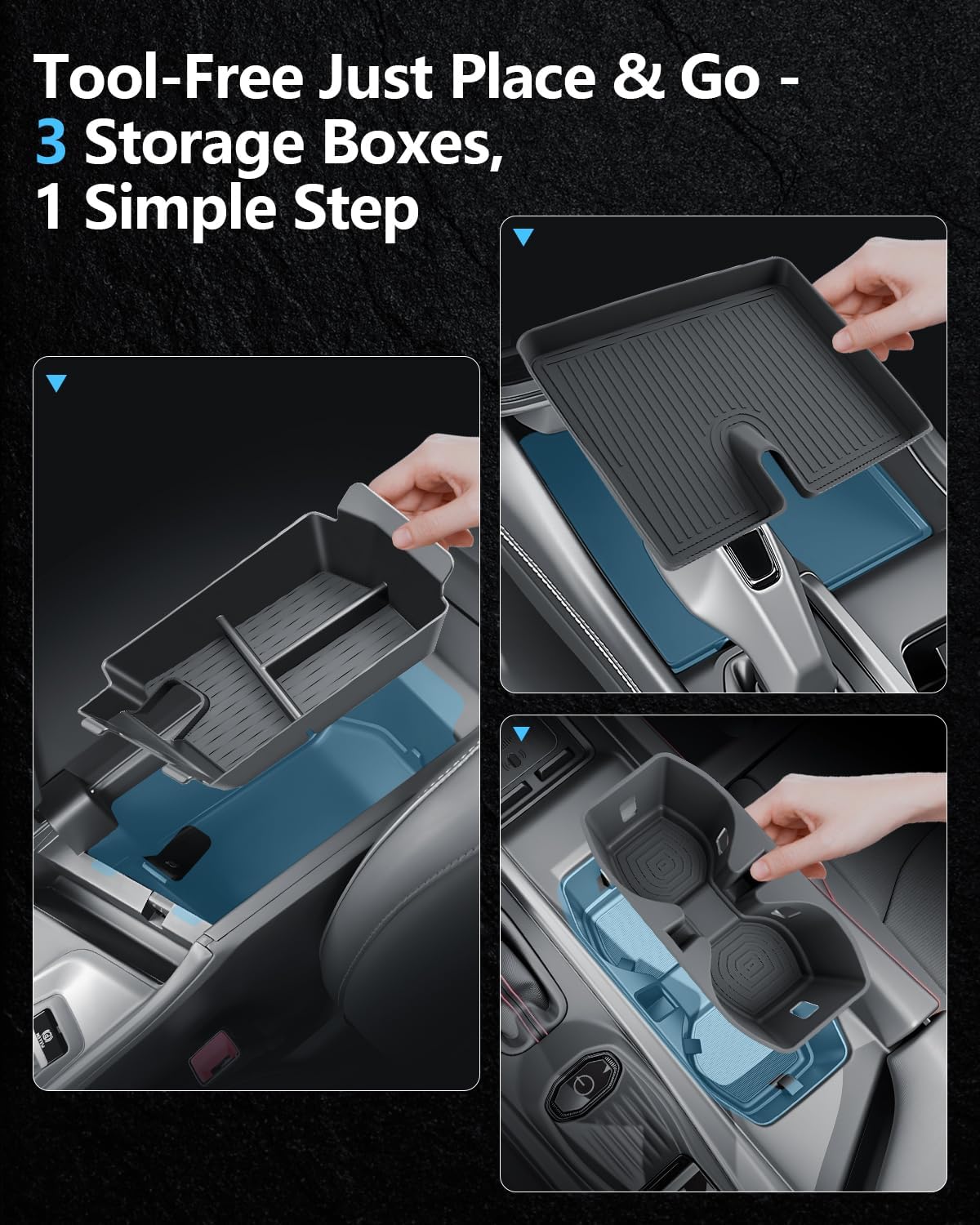 SKTU 3PCS for 2024 2025 2026 Dodge Charger Center Console Organizer for 2024 2025 2026 Dodge Charger Cup Holder Console Non-Slip Pad Console Tray Dodge Charger 2024 2025 2026 Accessories ABS Tray