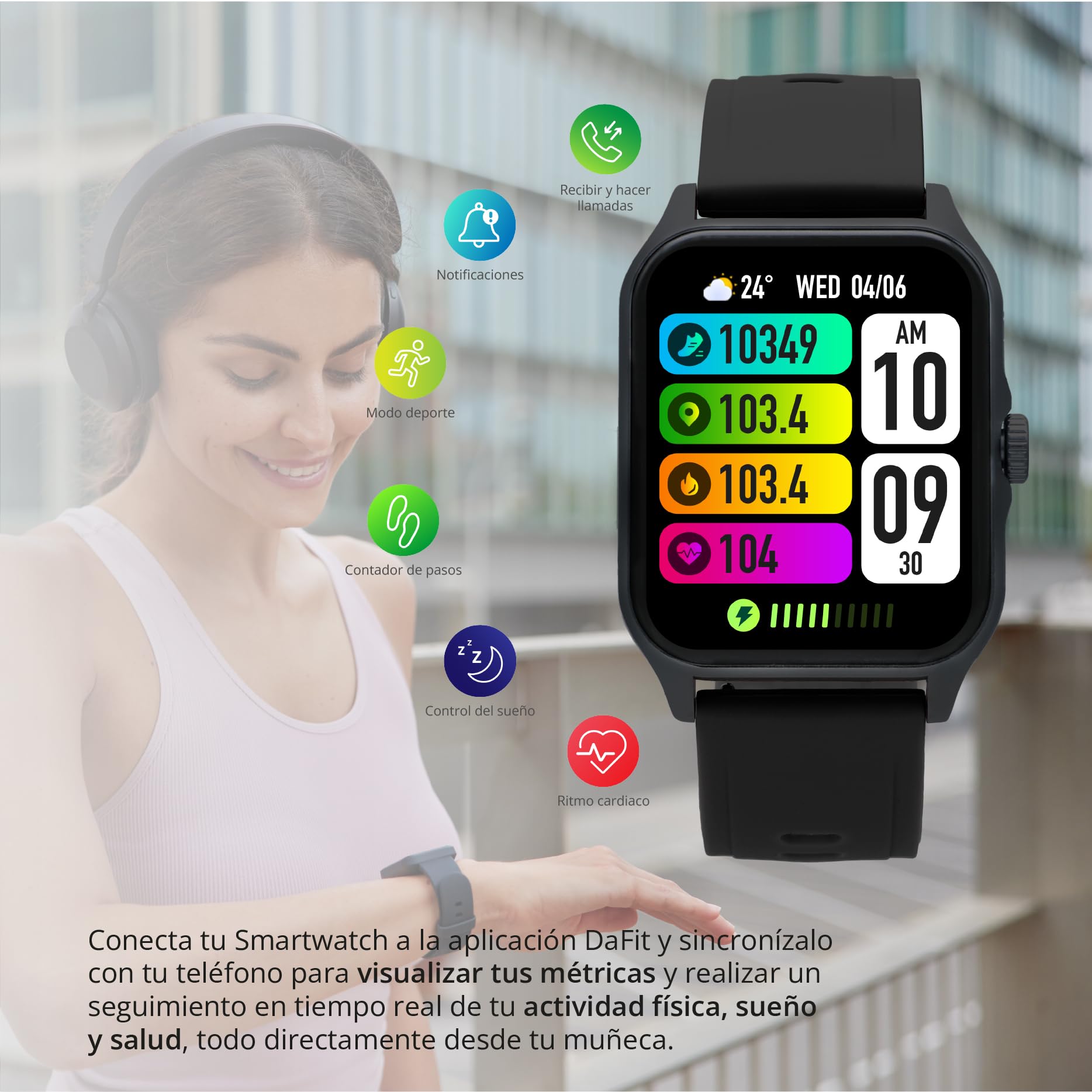 Radiant LAS Vegas Premium 2 – smartwatch czarny – zegarek unisex – dla mężczyzn i kobiet z funkcją telefonu – sport, krokomierz, kalorie, monitor snu, powiadomienia – kompatybilny z systemem