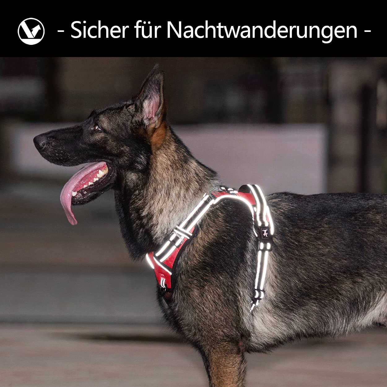 PoyPet No Pull Imbracatura riflettente per cani senza choke, gilet regolabile e morbido imbottito con impugnatura Easy Control per cani di piccola e grande taglia (rosso, L)