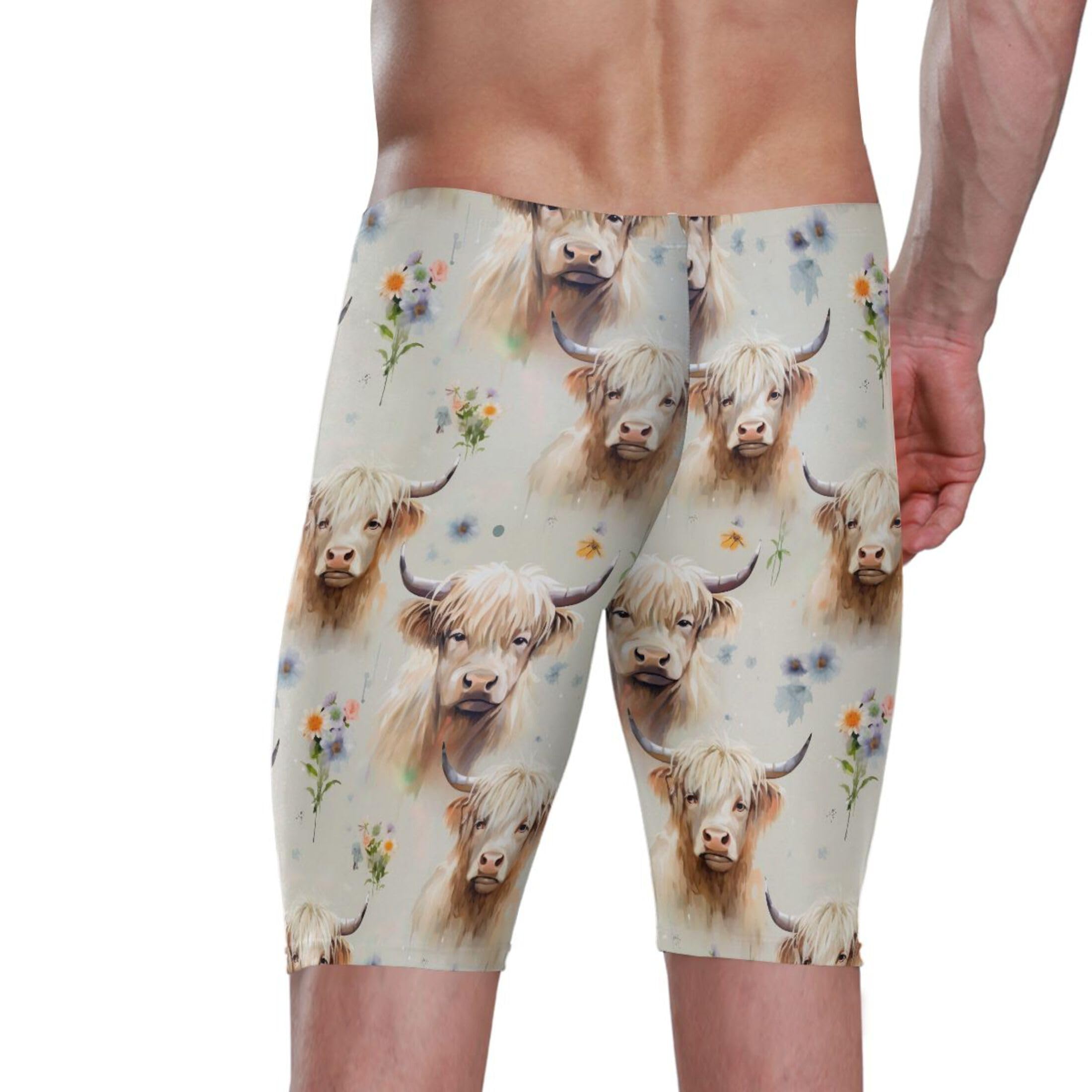 UMIRIKO Highland Cow Animal Men's Swim Jammers Racing & Training Swimsuit Fast, Flexible,Comfortable XXXL B0403017