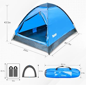 Camping Dome Tent for 2 Man, Easy Set Up Lightweight Portable Waterproof Outdoor Tent for Camping Hiking Travel