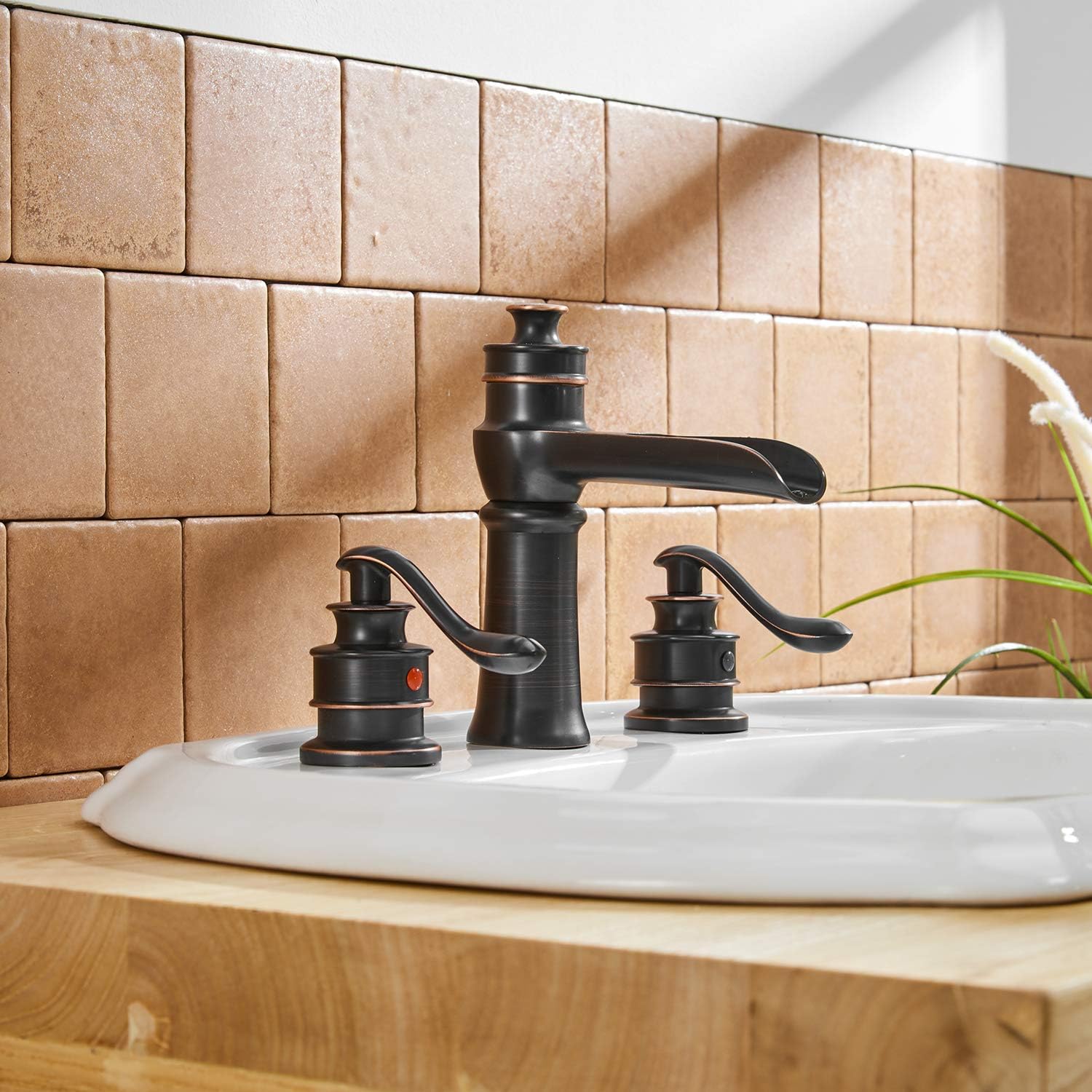 Crazy Clearance BWE Widespread Waterfall Bathroom Faucet Oil Rubbed Bronze 3 Hole 8-Inch Two-Handle Lavatory Vanity Sink Bath Farmhouse Faucets with Supply Hose Buy 2 get 3 BWE Widespread Waterfall Bathroom Faucet Oil Rubbed Bronze 3 Hole 8-Inch Two-Handle Lavatory Vanity Sink Bath Farmhouse Faucets with Supply Hose