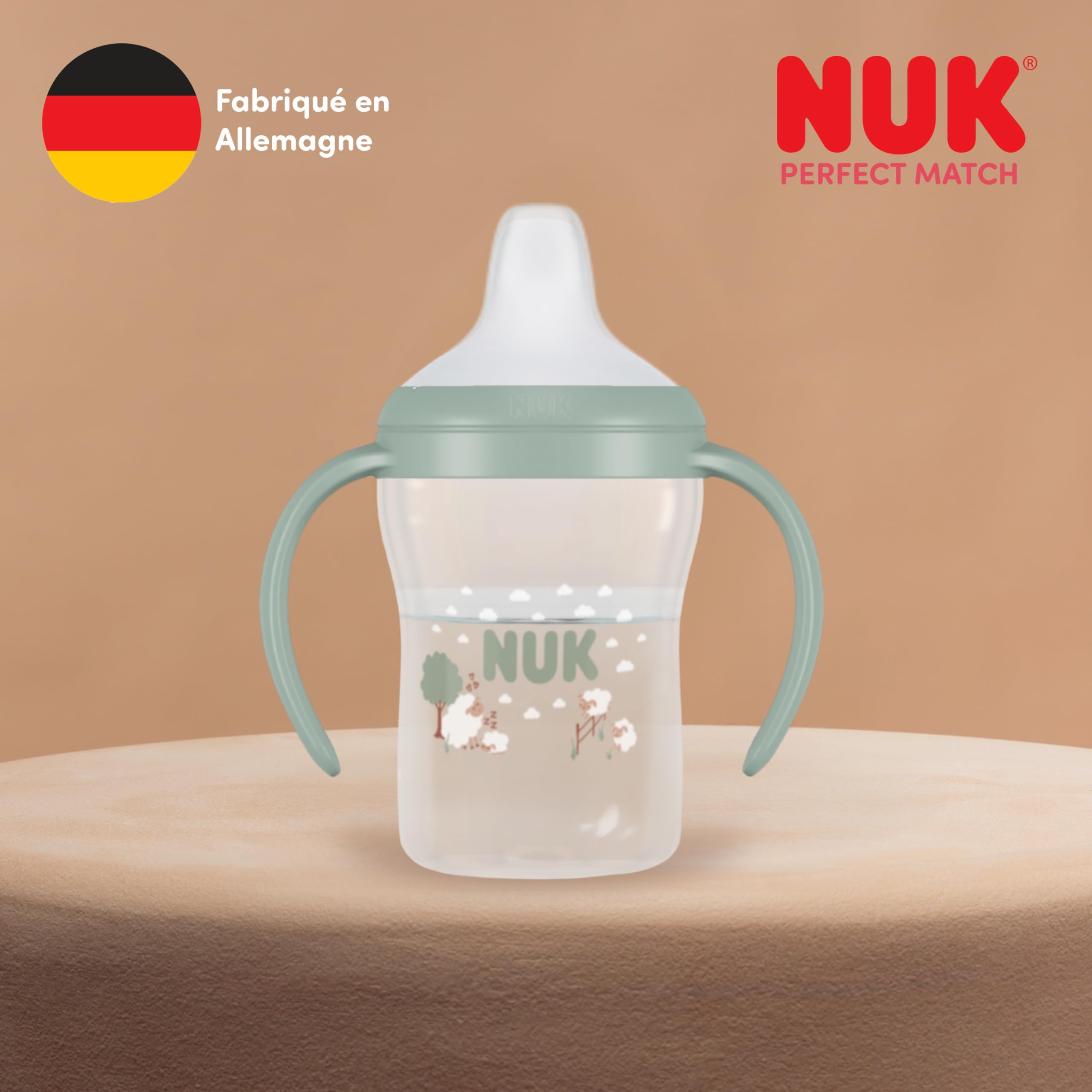 NUK Perfect Match Nuit Tasse d’apprentissage | 6+ mois | 150 ml | Tasse anti-fuite pour bébés | Poignées antidérapantes | Brille dans le noir | Singe/Koala | Lot de 2