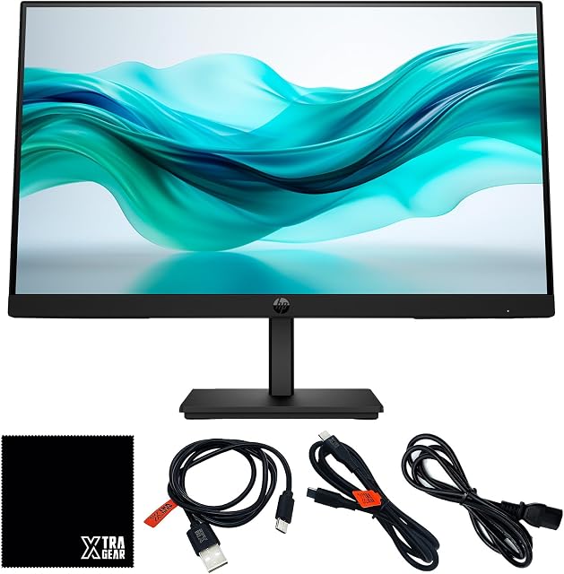 HP 322pf 22 Moniteur de pouce, plein HD 1080p, 16:9 IPS, VESA Mont, Lunette ultra-mince, avec DP à HDMI Adaptateur, HDMI 2.0 Cable et microfibre