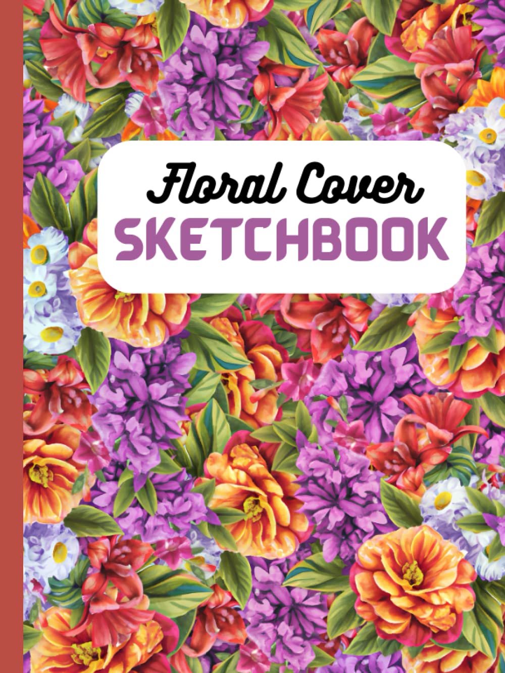 Notebook de dessin portable à couverture rigide fleurie grand format 100p