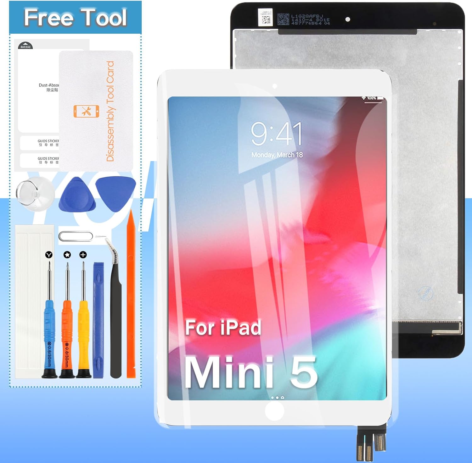 Yondista LCD Replacement for iPad mini 5 A2126 A2124 A2133 A2125 LCD Screen Touch Display Replacement Assembly - 7.9'' | White | Includes Opening Tools & Screen Protector