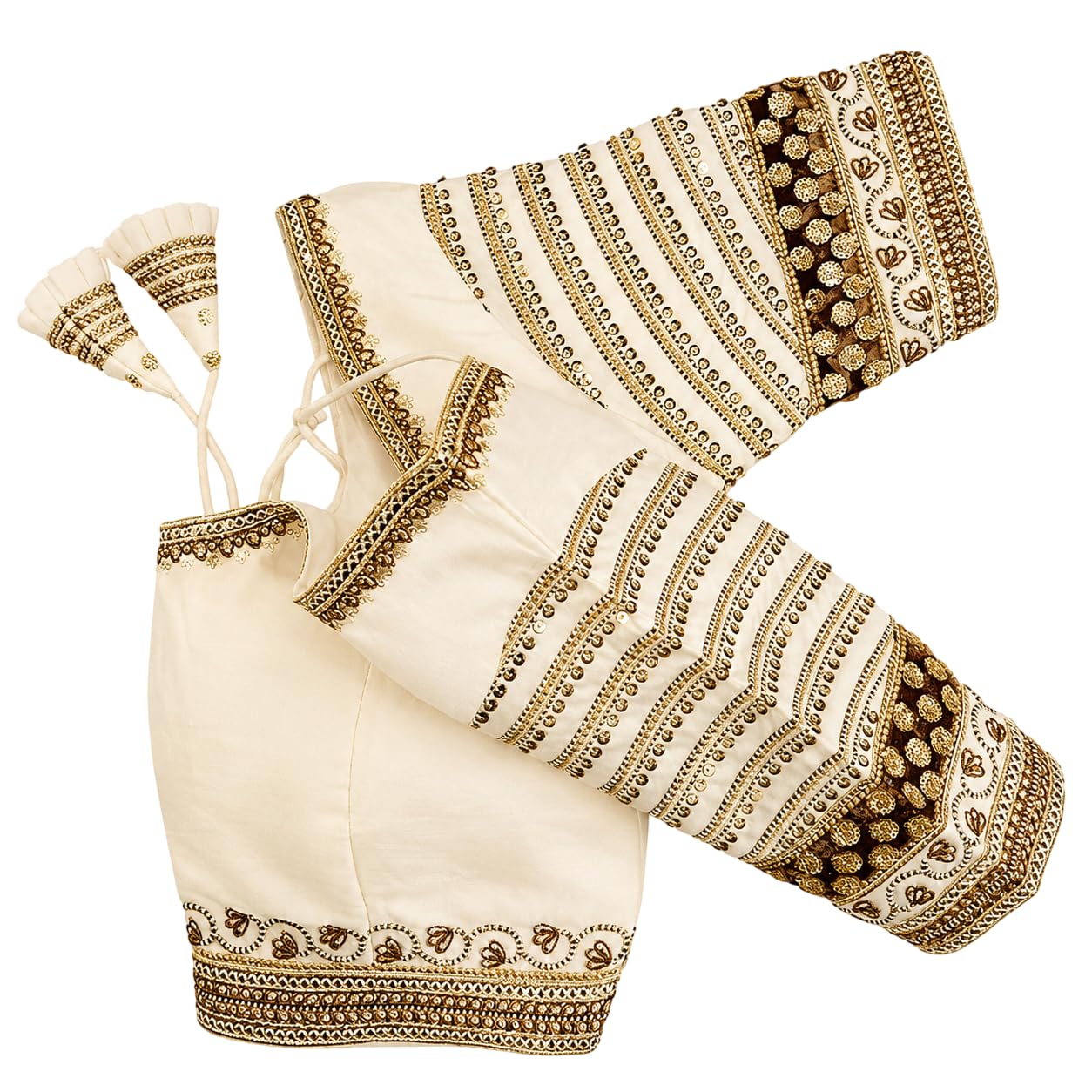 Womens Bridal Round Neck Short Sleeve Aada Slub Febric Multi Codding Sequence Embroidery Work Blouse Readymade || Size : 42 || Occasion : Bridal Wedding Reception Party-image-47