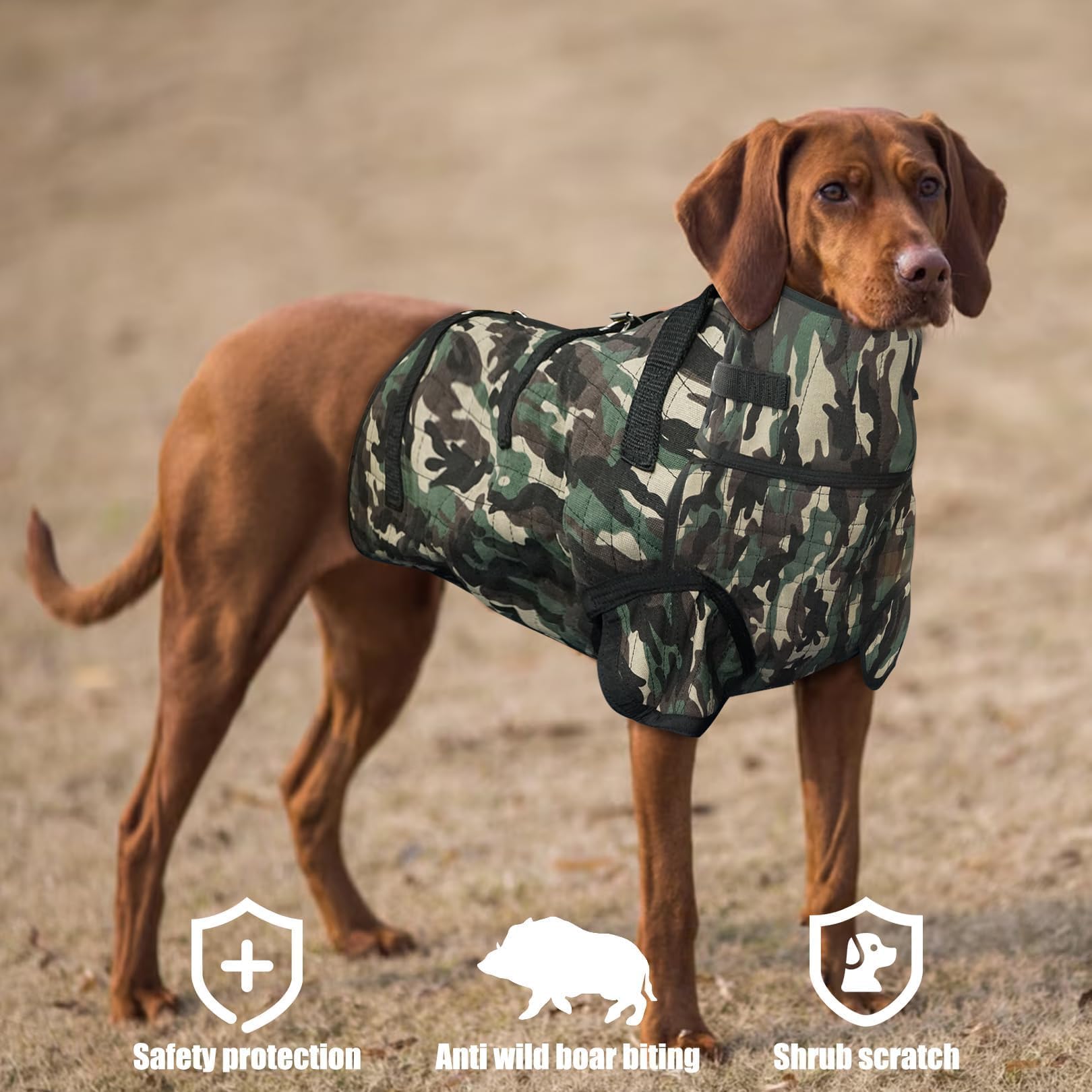Aoneky Armadura profesional para perros de caza, chaleco de seguridad para perros de caza, chaleco de arnés para perro, chaqueta protectora para perros de sabueso (M)