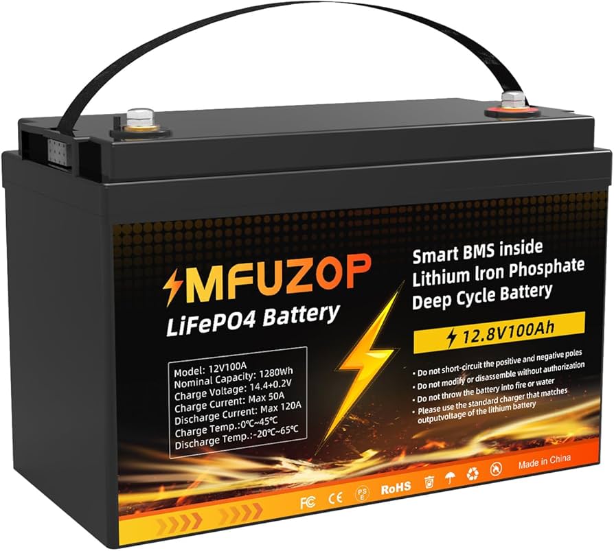 Amazon.com: MFUZOP 12V 100Ah LiFePO4 Battery, 100A Smart BMS