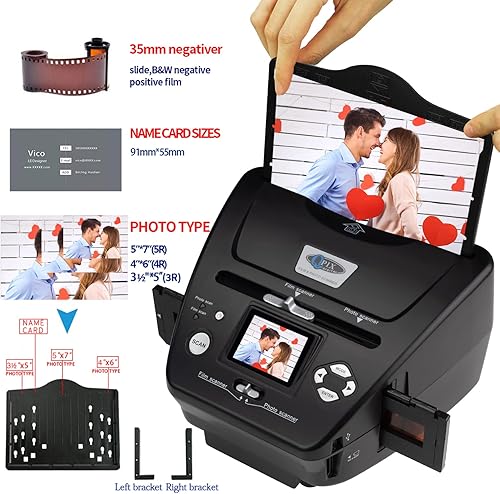 Miniatura 3 de Escáner de película digital, alta resolución de 16 MP con pantalla LCD de 2.4 pulgadas, 4 en 1 convierte 1.378 in135 diapositivas y negativos, foto,