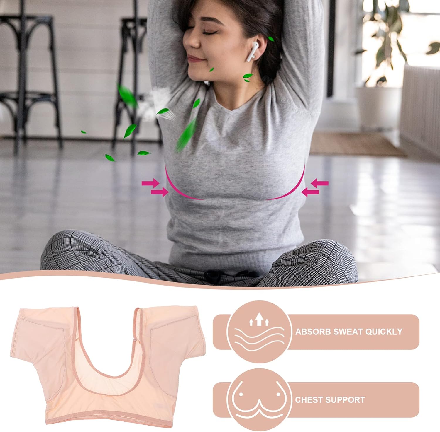 EXCEART Breathable Sweat Guard Underwear Vest - Absorbing Underarm Sweat Vest - Washable and Reusable for Women and Ladies - Image 9