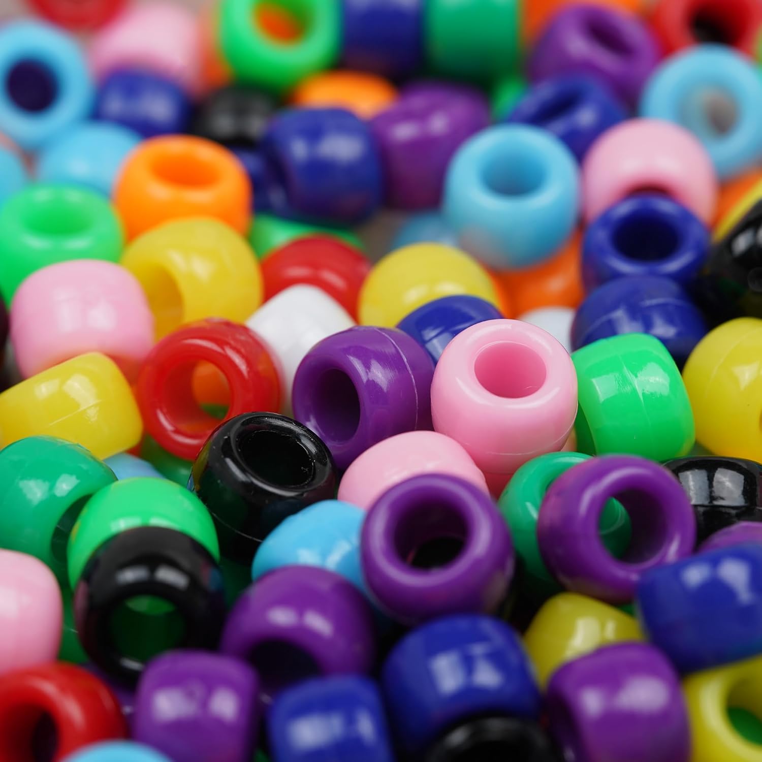 Melius 1000Pcs Pony Beads Bulk, 9mm Acrylic Colorful Pony Beads for Bracelets, Hair Braids, Jewelry Making (Solid Colors) - Image 5